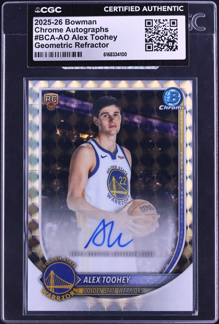 2025 Bowman Chrome Geometric Refractor Alex Toohey ROOKIE AUTO #BCA-AO CGC AUTH