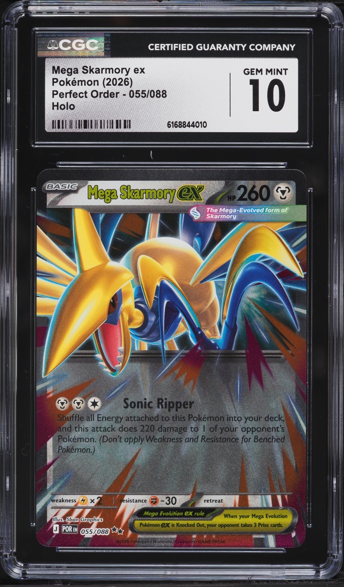 2026 Pokemon Mega Evolution Perfect Order Holo Mega Skarmory Ex #55 CGC 10 GEM MINT