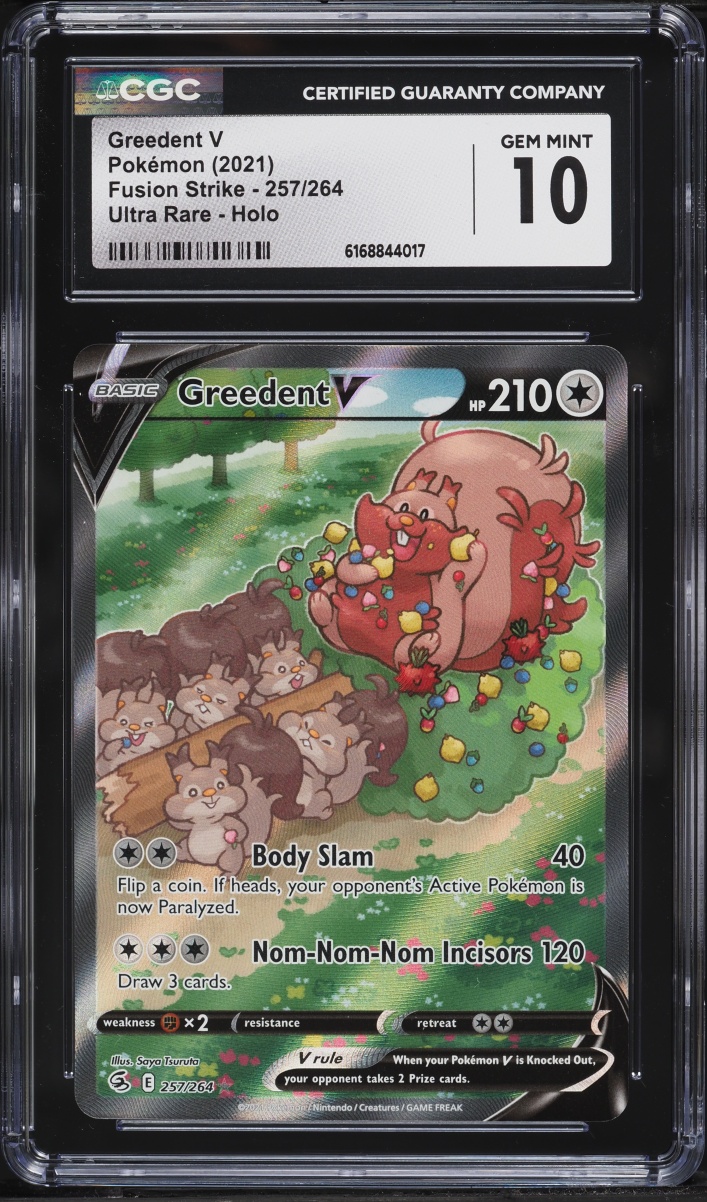 2021 Pokemon Sword & Shield Fusion Strike Alt Art Greedent V #257 CGC 10 GEM MINT
