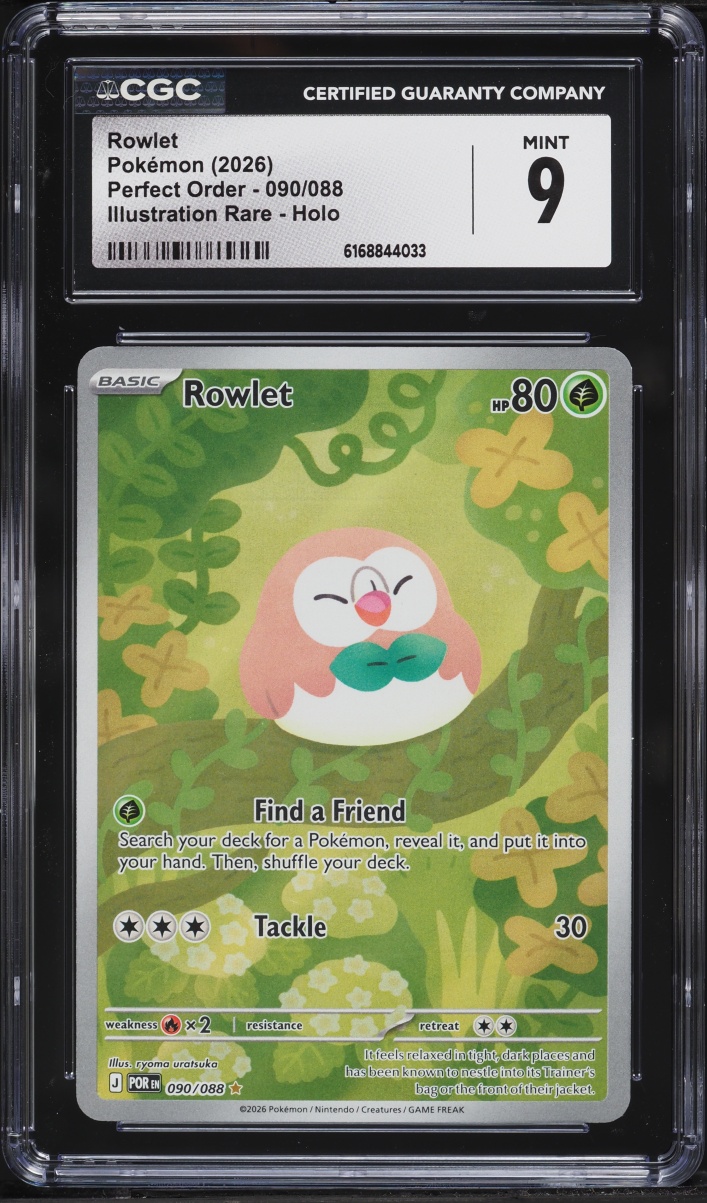 2026 Pokemon Mega Evolution Perfect Order IR Rowlet #90 CGC 9 MINT