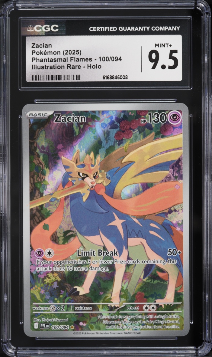 2025 Pokemon Mega Evolution Phantasmal Flames IR Zacian #100 CGC 9.5 MINT+