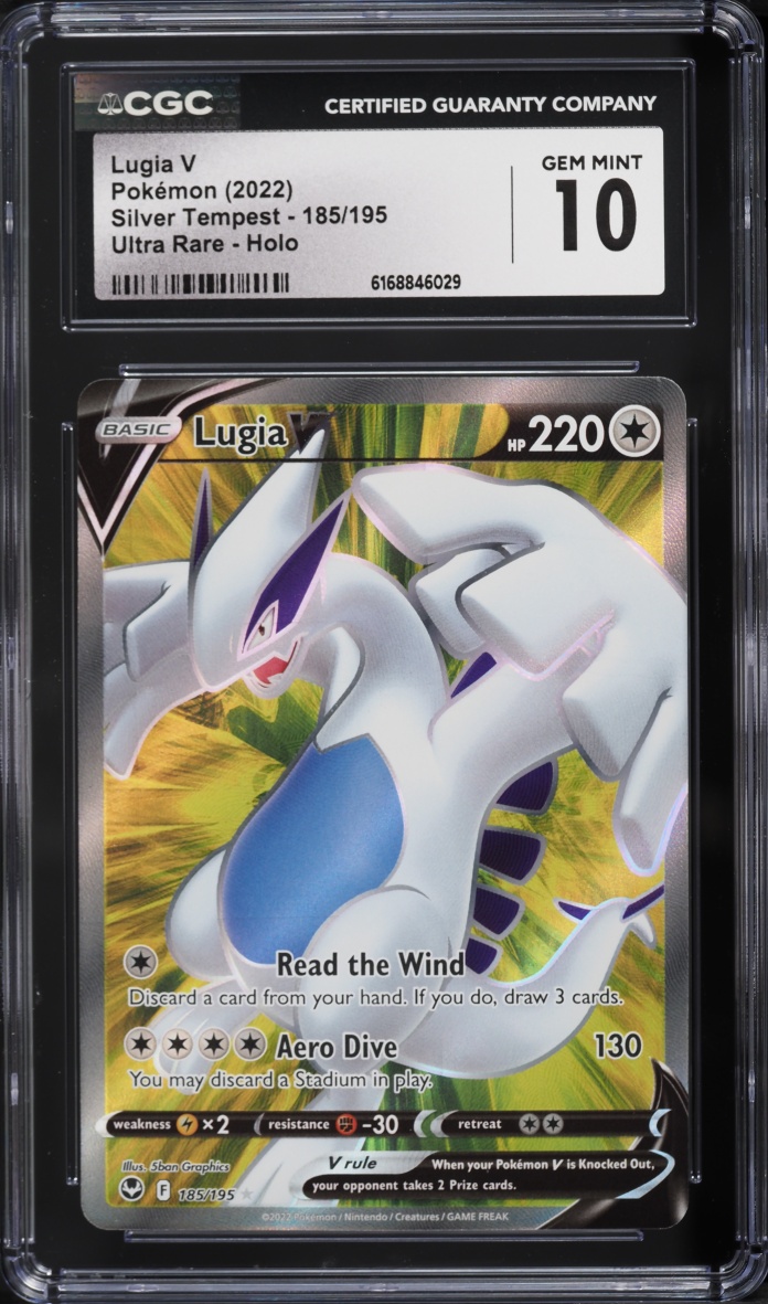2022 Pokemon Sword & Shield Silver Tempest Full Art Lugia V #185 CGC 10 GEM MINT