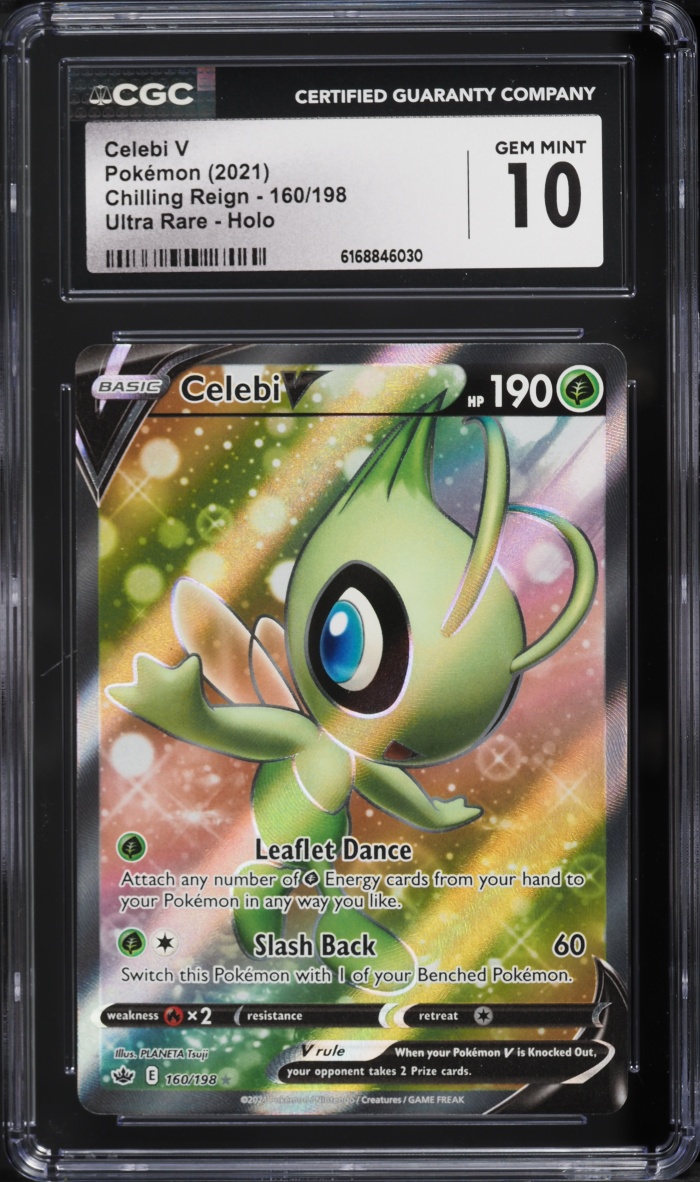 2021 Pokemon Sword & Shield Chilling Reign Full Art Celebi V #160 CGC 10 GEM MINT