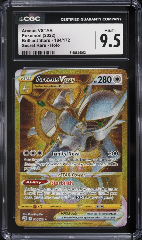 pokemon tcg brilliant stars 123 172 arceus vstar card #123/172 Ultra Rare  (You cant use more than 1 VSTAR Power in a game.) [3] Trinity Nova (200) Search your deck for up to 3 basic Energy cards and attach them to your Pokemon V in anyway you like 2022 Pokemon SWSH Brilliant Stars