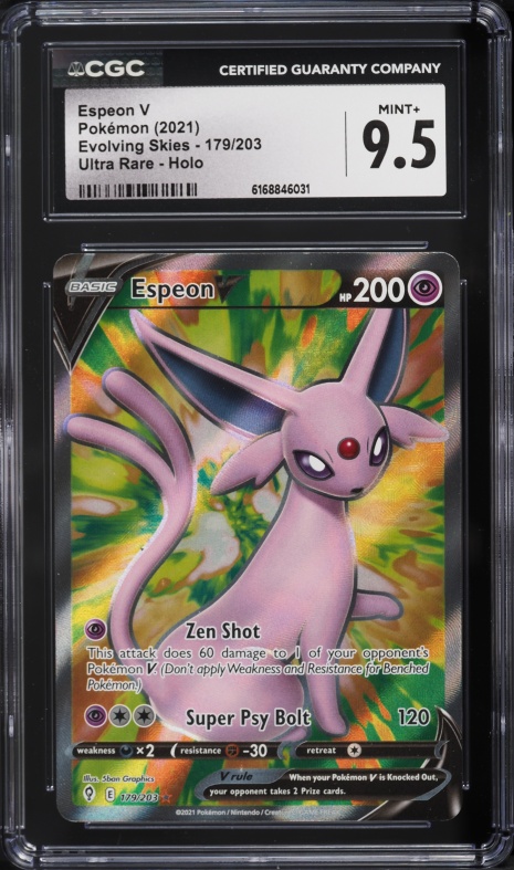 2021 Pokemon Sword & Shield Evolving Skies Full Art Espeon V #179 CGC 9.5 MINT+