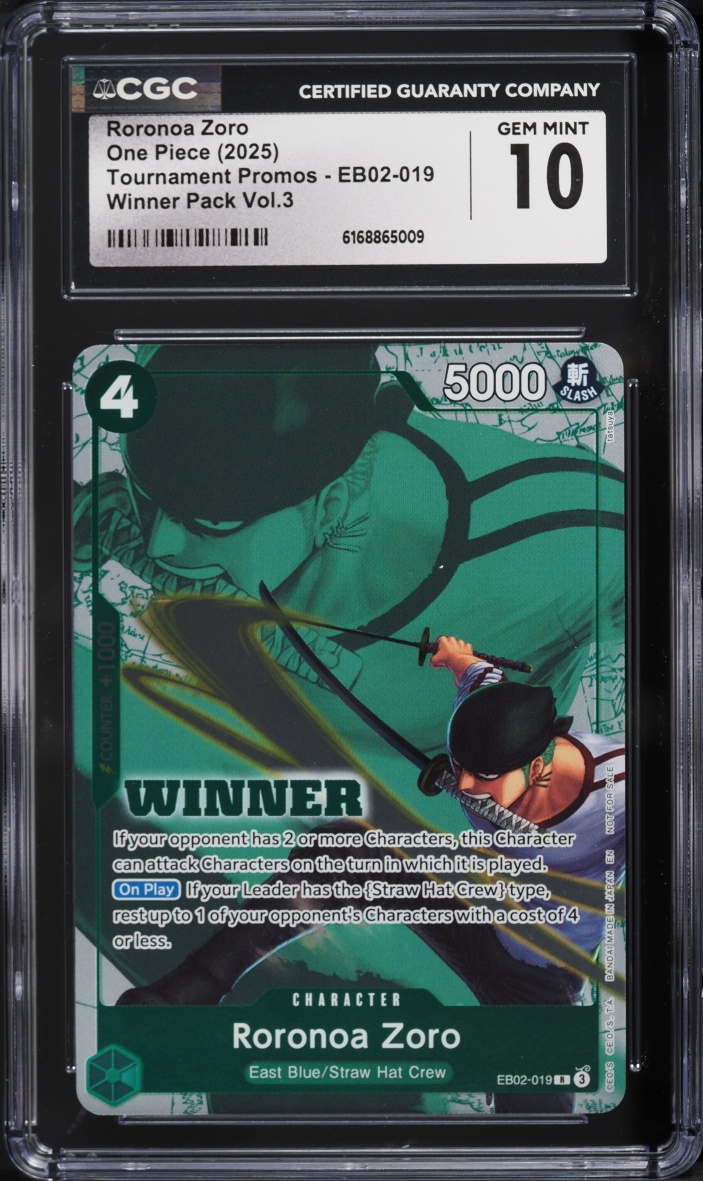 2025 One Piece Promo Tournament Winner Pack Vol. 3 Roronoa Zoro #EB02-019 CGC 10 GEM MINT