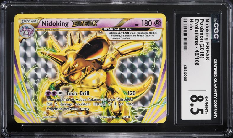 2016 Pokemon XY Evolutions Holo Nidoking BREAK #46 CGC 8.5 NM-MT+