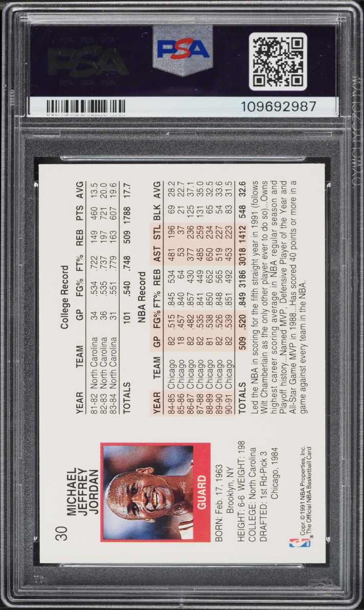 1991 Hoops Michael Jordan #30 PSA 8 NM-MT