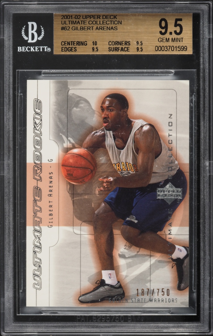 2001 Upper Deck Ultimate Collection Gilbert Arenas ROOKIE /750 #62 BGS 9.5 GEM MINT
