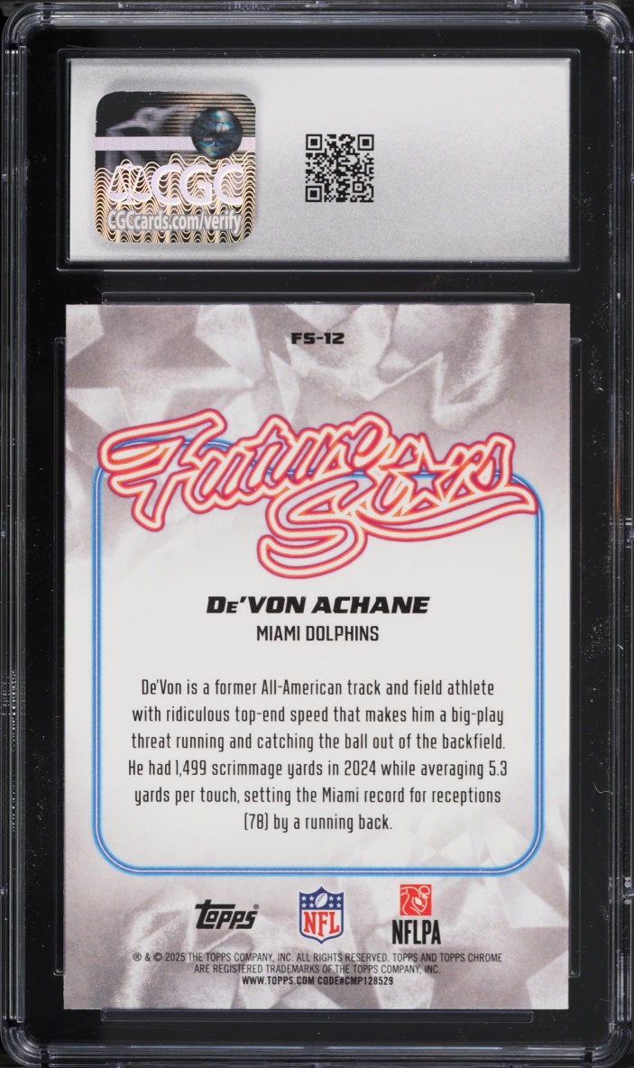 2025 Topps Chrome Future Stars De'Von Achane #FS-12 CGC 8.5 NM-MT+