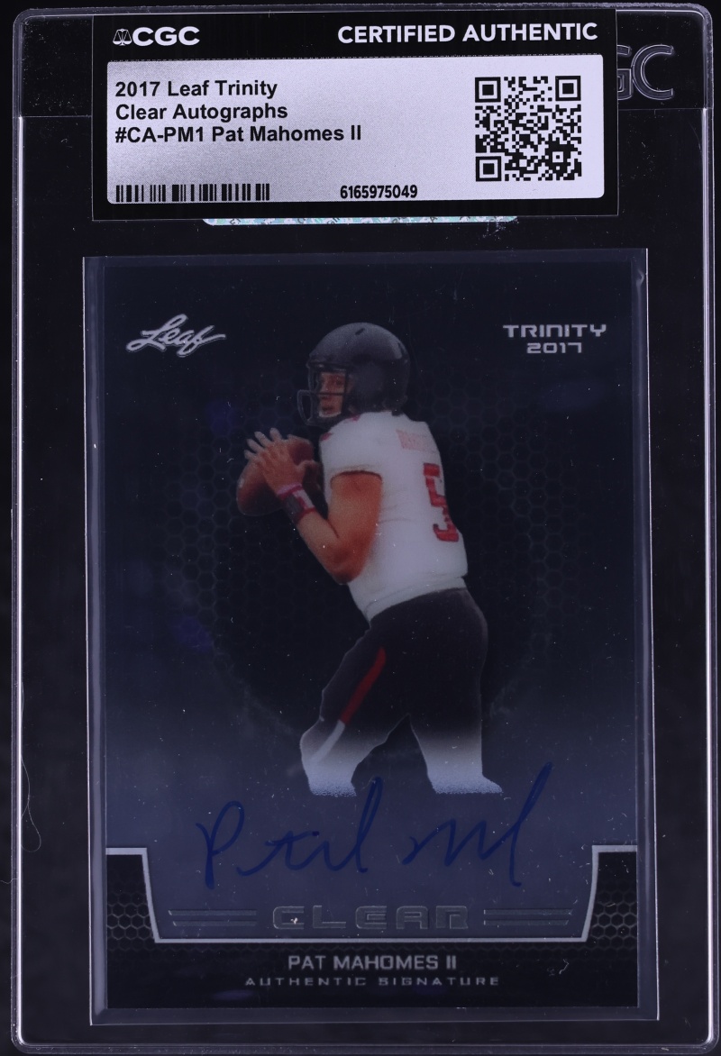 2017 Leaf Trinity Clear Pat Mahomes II AUTO #CA-PM1 CGC AUTH