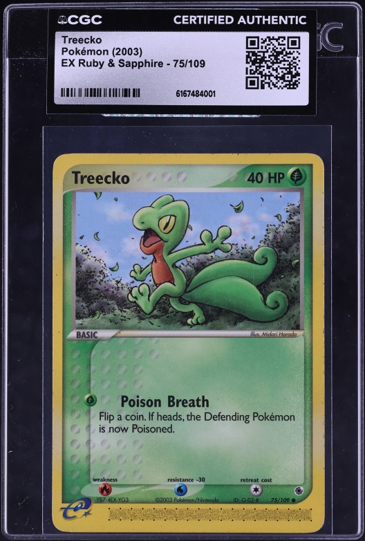 2003 Pokemon EX Ruby & Sapphire Treecko #75 CGC AUTH