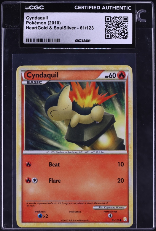 2010 Pokemon HeartGold & SoulSilver Cyndaquil #61 CGC AUTH