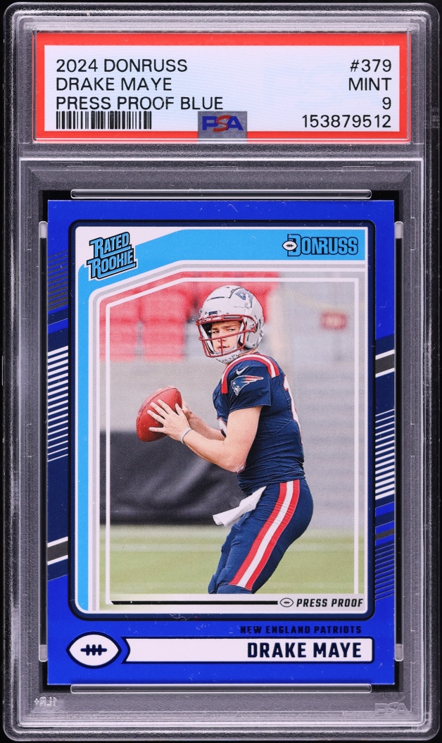 2024 Donruss Press Proof Blue Drake Maye ROOKIE #379 PSA 9 MINT