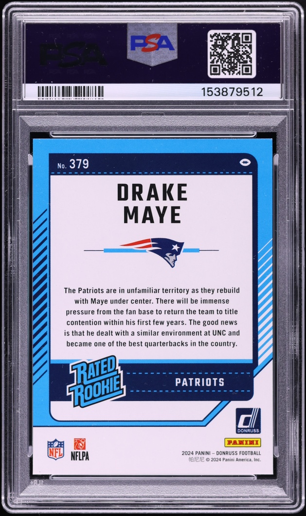 2024 Donruss Press Proof Blue Drake Maye ROOKIE #379 PSA 9 MINT