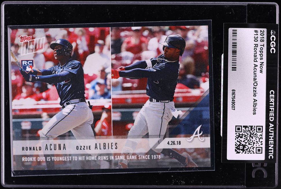 2018 Topps Now Ronald Acuna Ozzie Albies ROOKIE #130 CGC AUTH