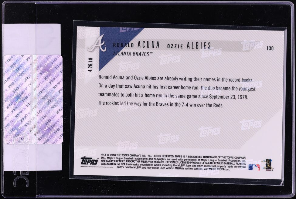 2018 Topps Now Ronald Acuna Ozzie Albies ROOKIE #130 CGC AUTH