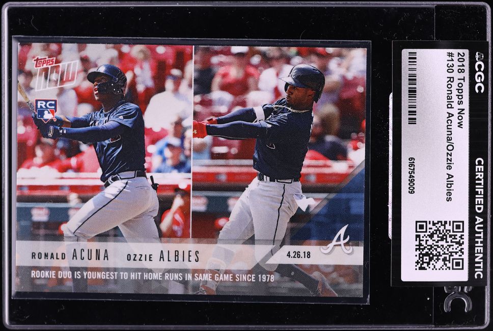 2018 Topps Now Ronald Acuna Ozzie Albies ROOKIE #130 CGC AUTH