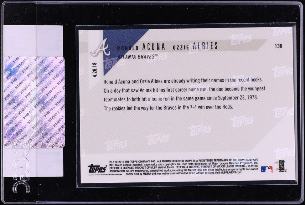 2018 Topps Now Ronald Acuna Ozzie Albies ROOKIE #130 CGC AUTH
