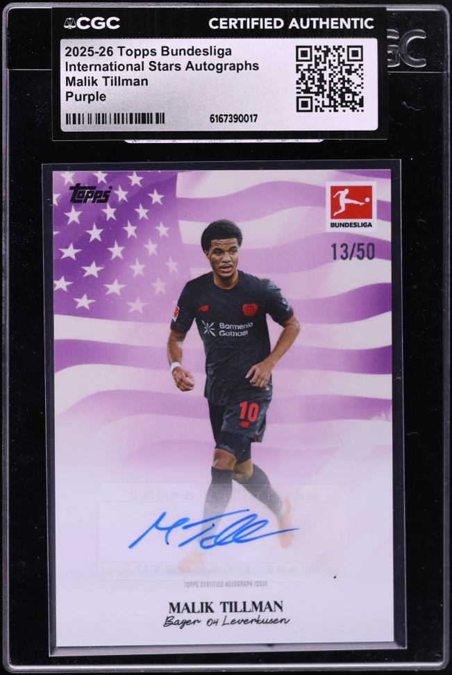 2025 Topps Bundesliga International Stars Purple Malik Tillman AUTO /50 CGC AUTH