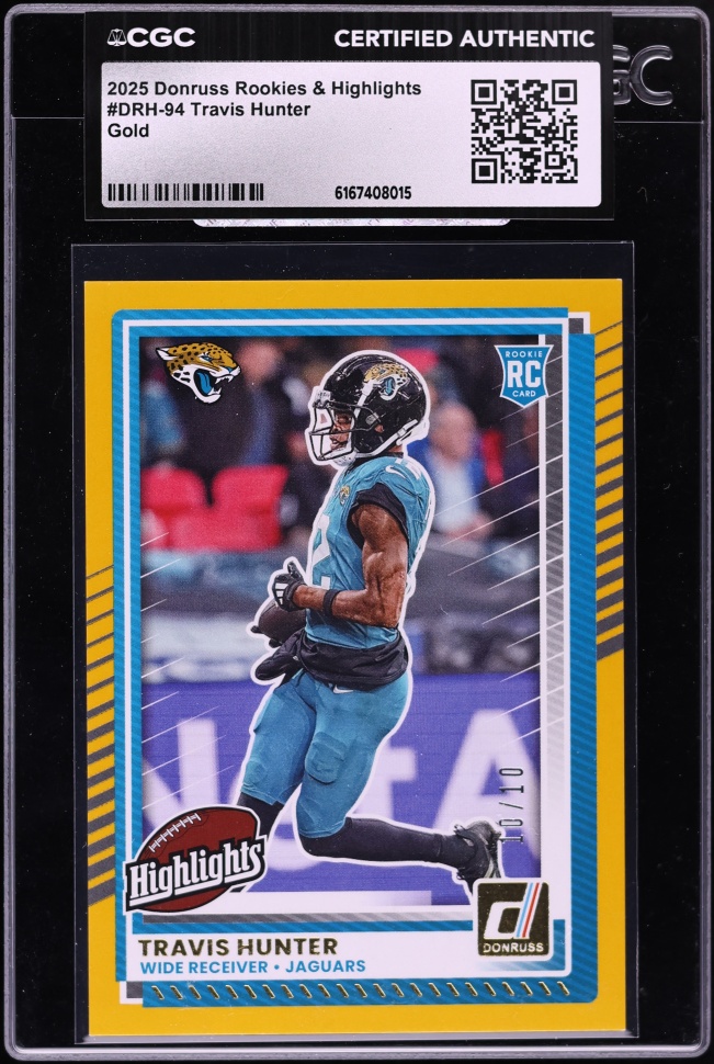 2025 Donruss Rookies & Highlights Gold Travis Hunter ROOKIE 10/10 #DRH-94 CGC AUTH