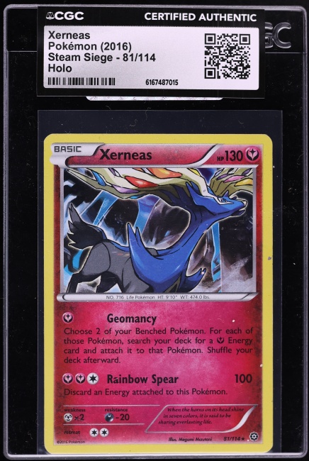 2016 Pokemon XY Steam Siege Holo Xerneas #81 CGC AUTH