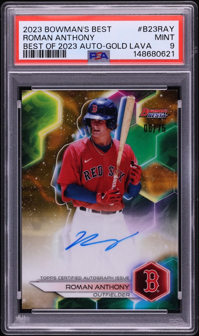 2023 Bowman's Best Of '23 Gold Lava Roman Anthony PROSPECT AUTO /75 #B23RAY PSA 9 MINT