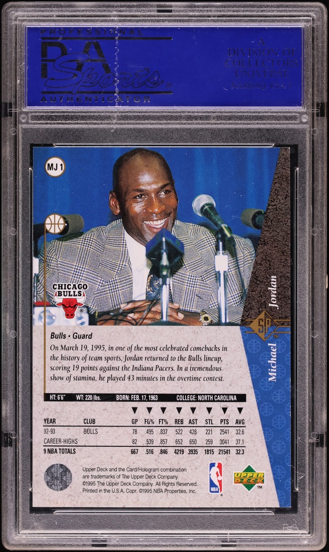 1994 SP Silver Michael Jordan #MJ1 PSA 8 NM-MT