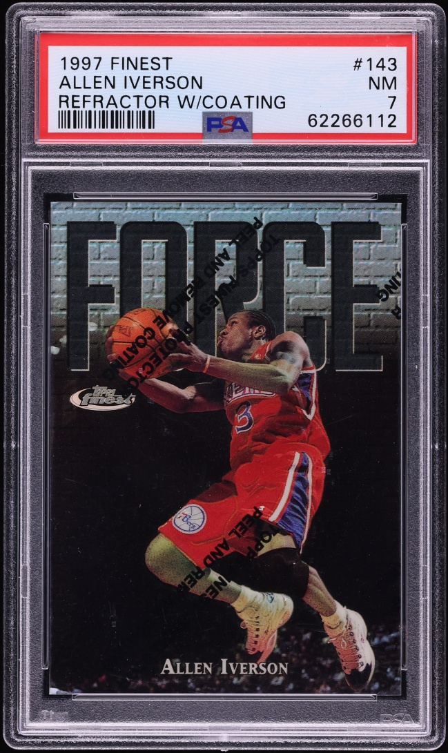 1997 Finest Refractor w/ Coating Allen Iverson /1090 #143 PSA 7 NRMT
