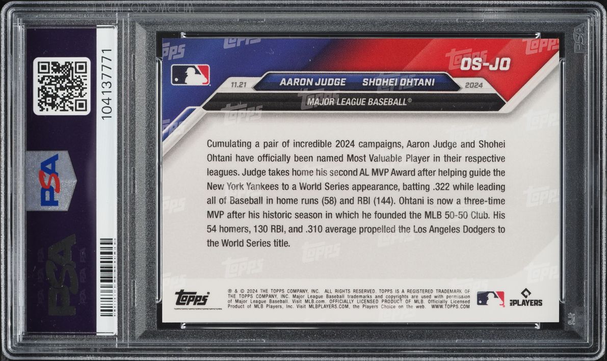 2024 Topps Now Off Season Aaron Judge Shohei Ohtani #OS-JO PSA 10 GEM MINT