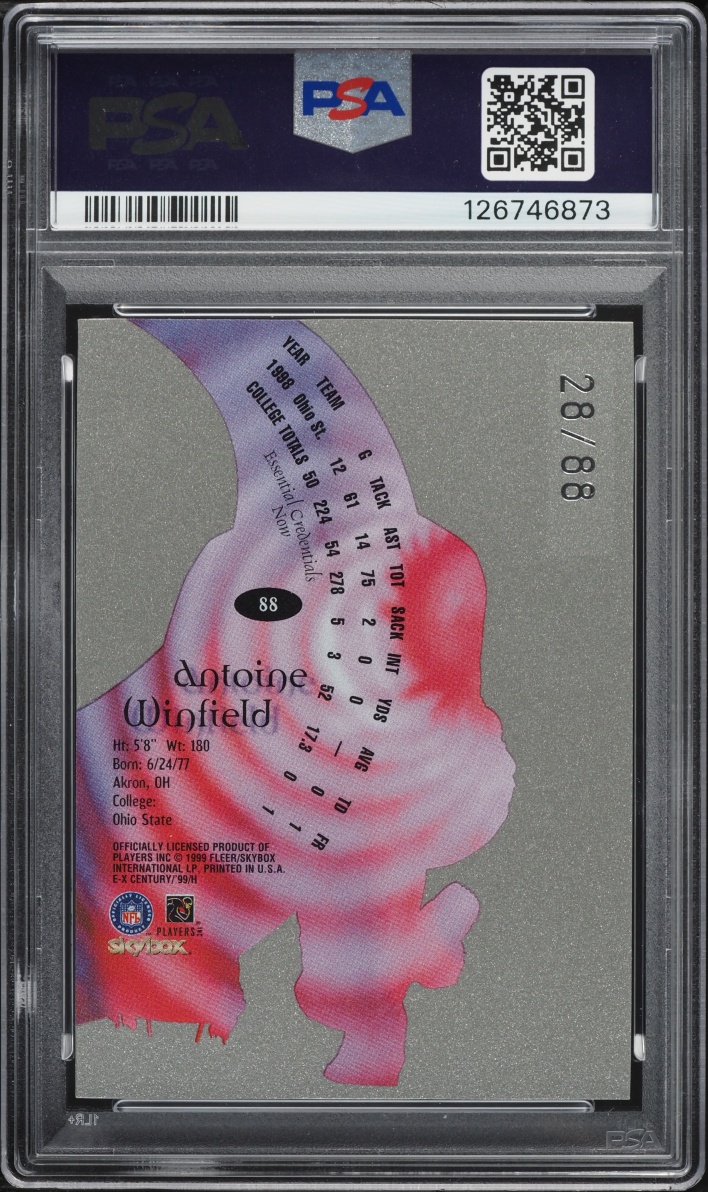 1999 Skybox E-X Century Essential Credentials Now Antoine Winfield ROOKIE /88 #88 PSA 8 NM-MT
