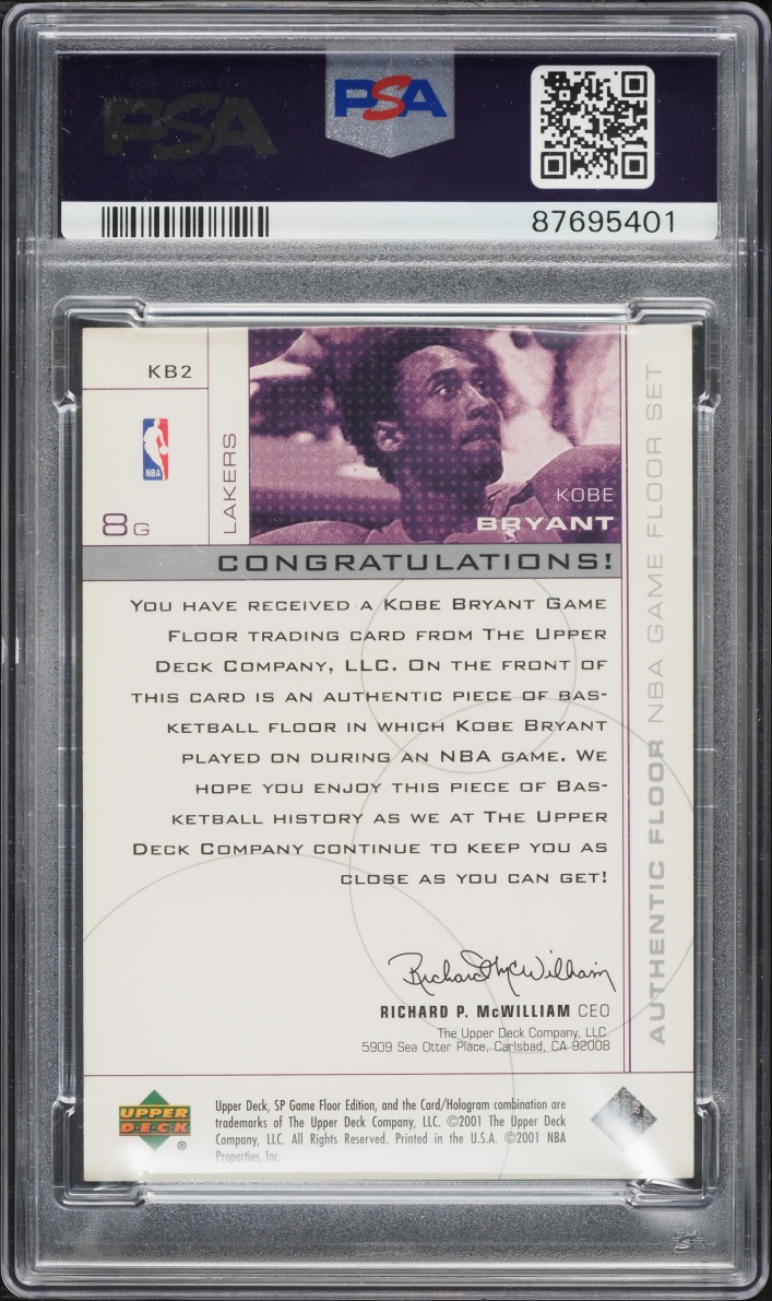 2000 SP Game Floor Authentic Kobe Bryant PATCH #KB2 PSA 9 MINT