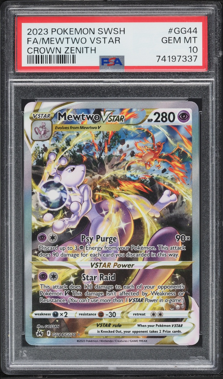 2023 Pokemon Sword & Shield Crown Zenith Alt Art Mewtwo VSTAR #GG44 PSA 10 GEM MINT