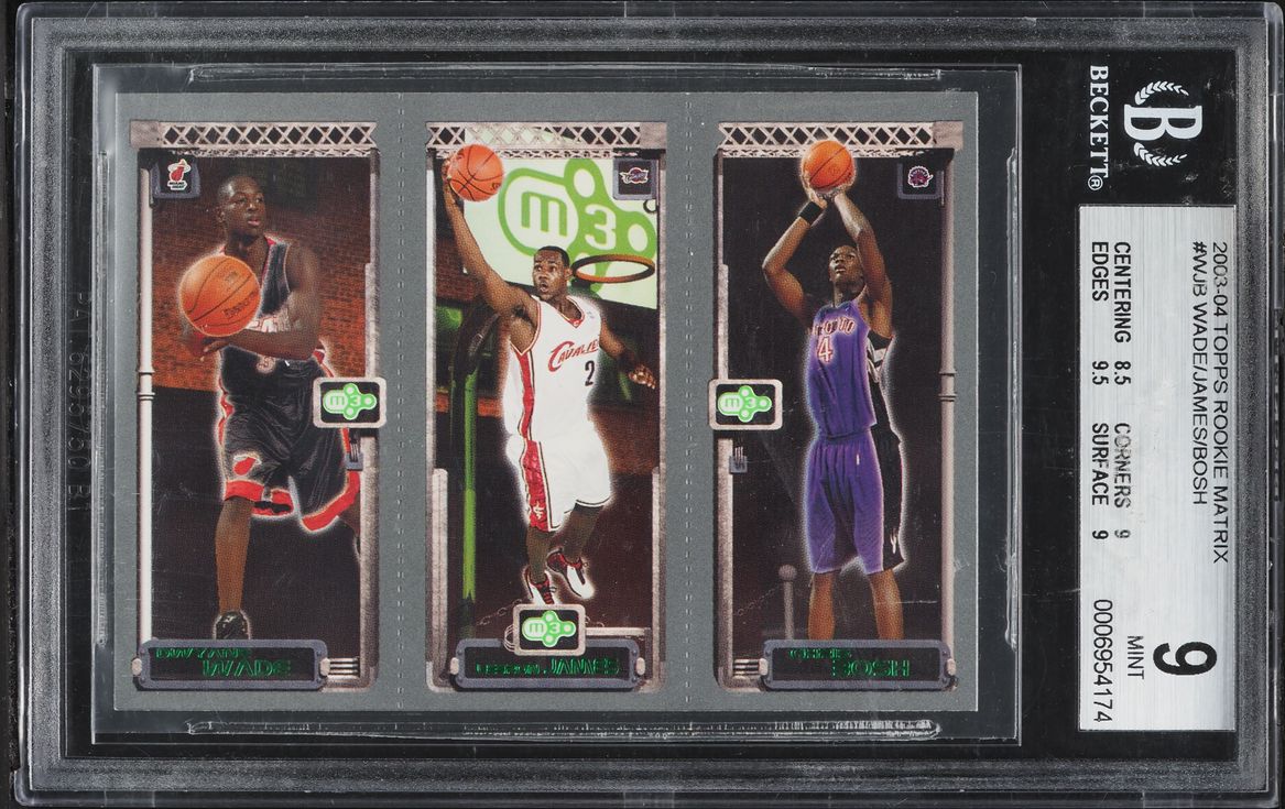 2003 Topps Matrix Dwyane Wade LeBron James Chris Bosh ROOKIE #WJB BGS 9 MINT