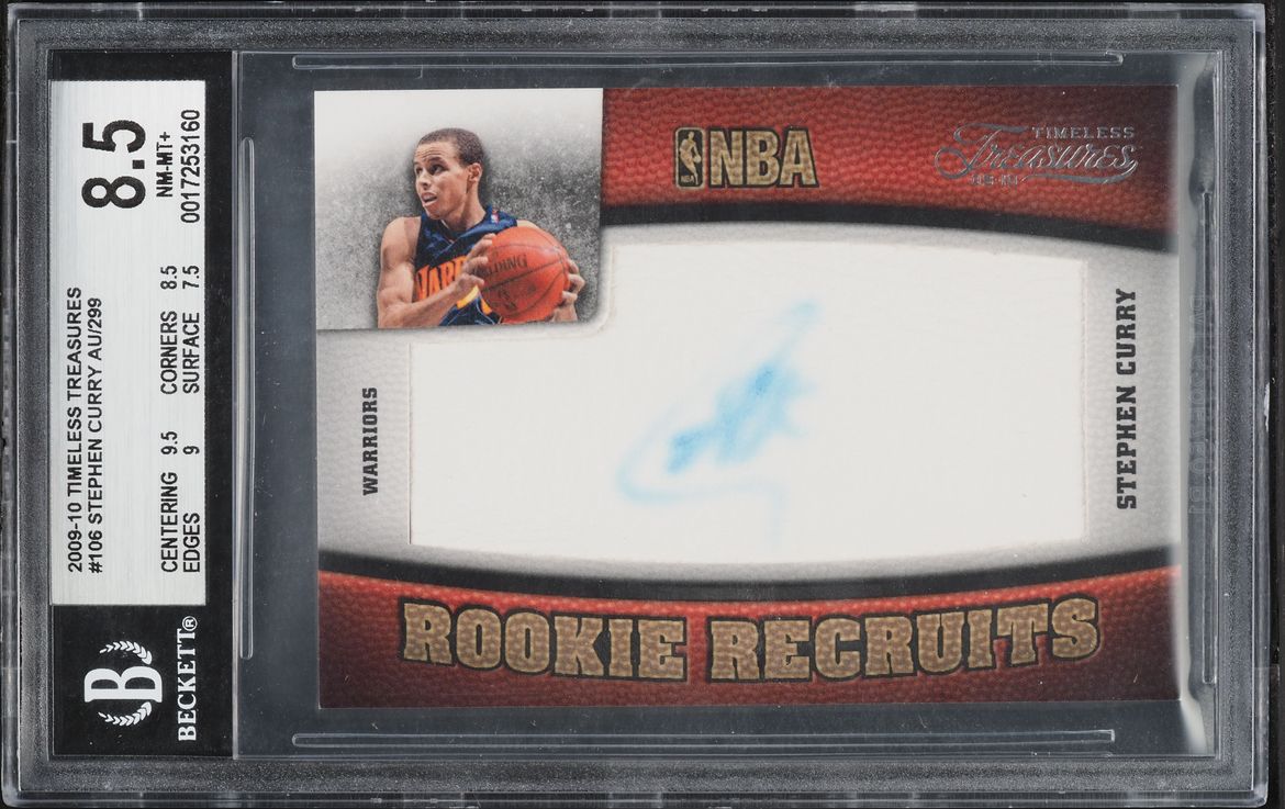 2009 Panini Timeless Treasures Stephen Curry ROOKIE AUTO /299 BGS 8.5 NM-MT+