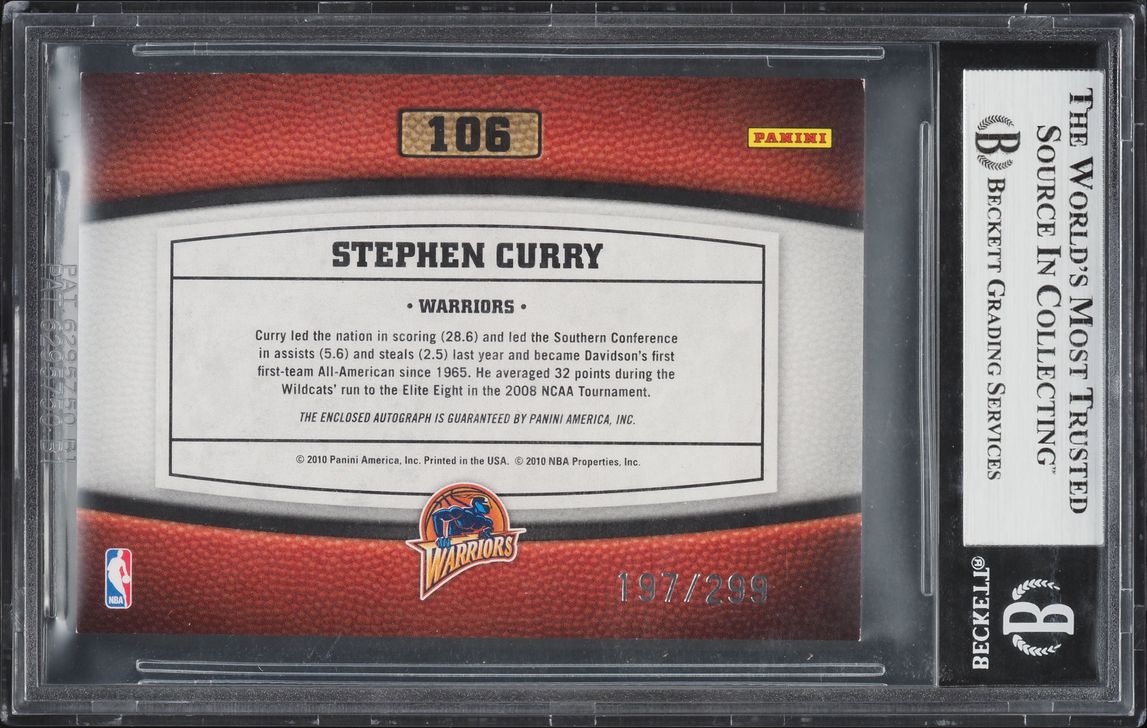 2009 Panini Timeless Treasures Stephen Curry ROOKIE AUTO /299 BGS 8.5 NM-MT+
