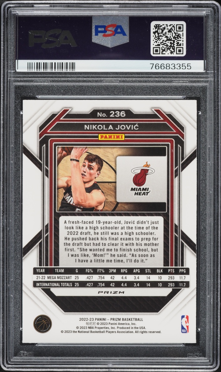 2022 Panini Prizm Red Ice Nikola Jovic ROOKIE #236 PSA 10 GEM MINT