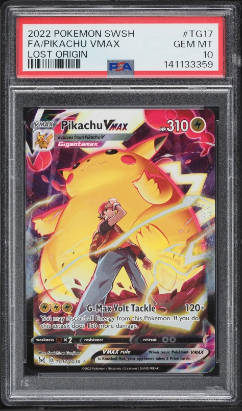 2022 Pokemon SWSH Lost Origin Hyper Rare Pikachu VMAX #TG29 PSA 10