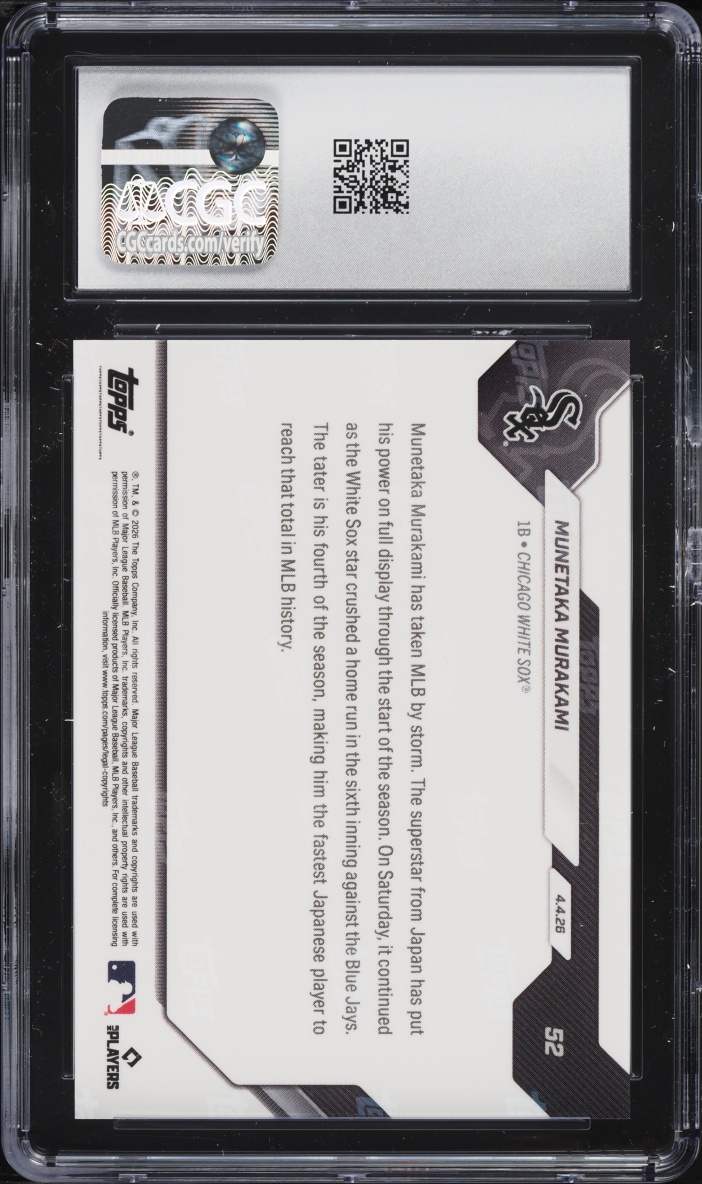 2026 Topps Now Munetaka Murakami ROOKIE #52 CGC 10 GEM MINT