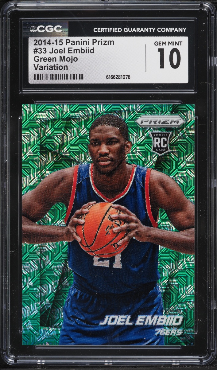2014 Panini Prizm Green Mojo Variation Joel Embiid ROOKIE /25 #33 CGC 10 GEM MINT