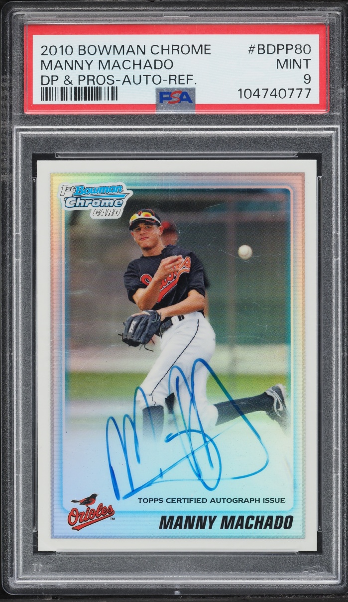 2010 Bowman Chrome Draft Refractor Manny Machado ROOKIE AUTO /500 PSA 9 MINT