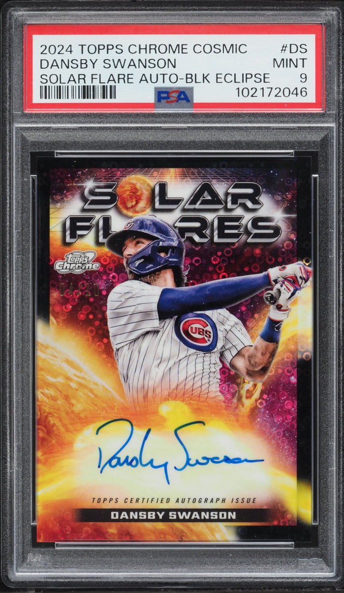 2024 Topps Chrome Cosmic Solar Flare Black Eclipse Dansby Swanson AUTO #DS PSA 9 MINT