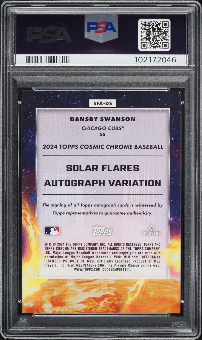 2024 Topps Chrome Cosmic Solar Flare Black Eclipse Dansby Swanson AUTO #DS PSA 9 MINT