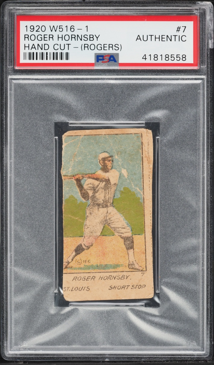 1920 W516-1 Strip Card Roger Hornsby ROGERS HAND CUT #7 PSA AUTH