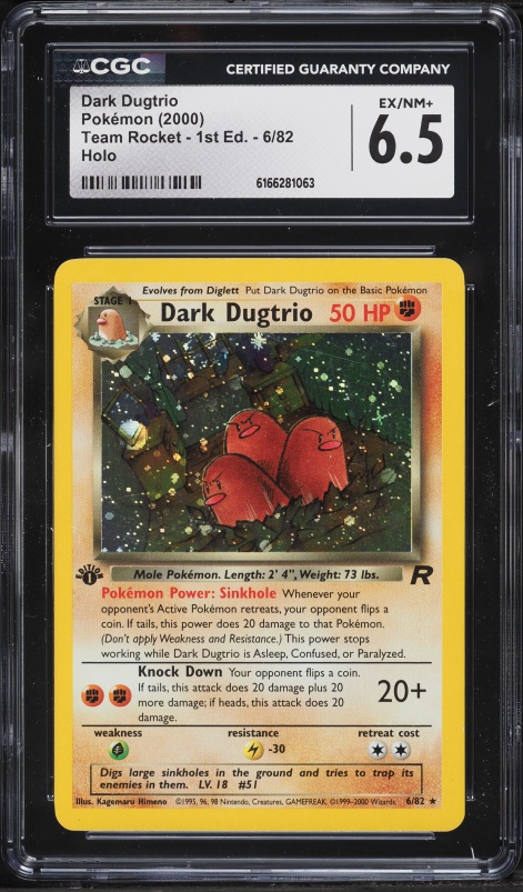 2000 Pokemon Team Rocket 1st Edition Holo Dark Dugtrio #6 CGC 6.5 EXMT+
