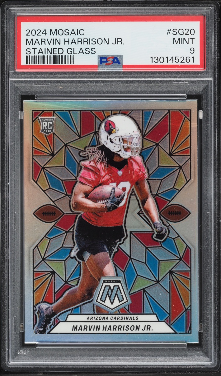 2024 Panini Mosaic Stained Glass Marvin Harrison Jr. ROOKIE #SG-20 PSA 9 MINT