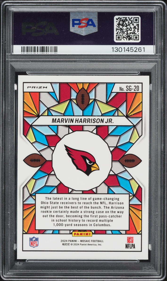 2024 Panini Mosaic Stained Glass Marvin Harrison Jr. ROOKIE #SG-20 PSA 9 MINT