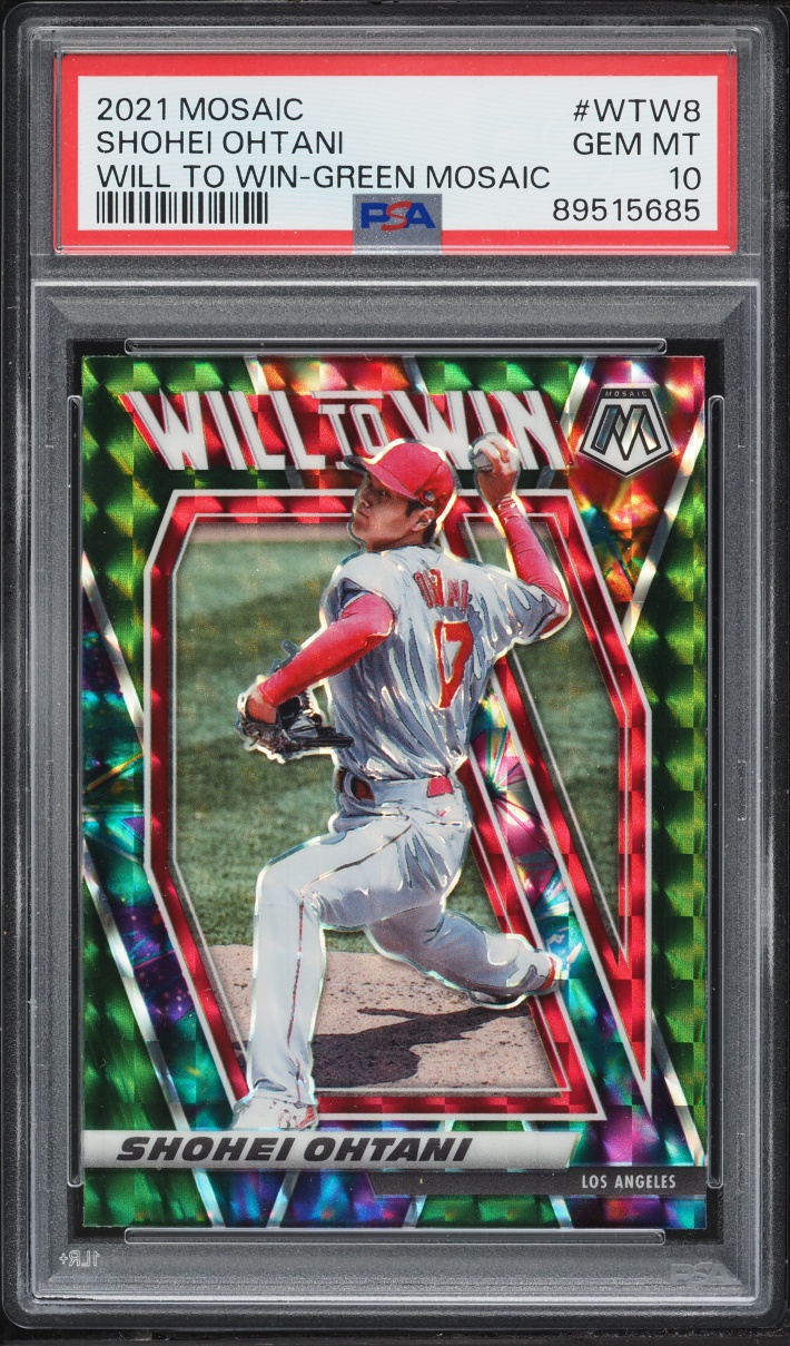 2021 Panini Mosaic Will To Win Green Mosaic Shohei Ohtani #WTW8 PSA 10 GEM MINT
