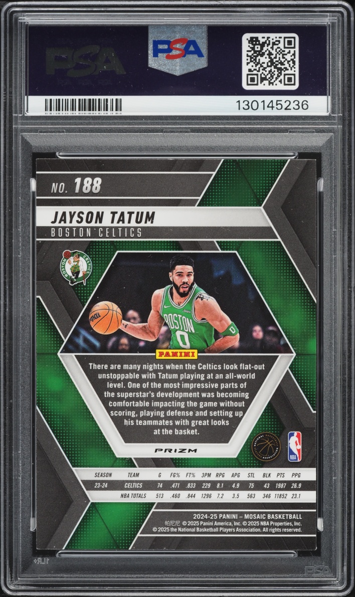 2024 Panini Mosaic Honeycomb Jayson Tatum #188 PSA 9 MINT