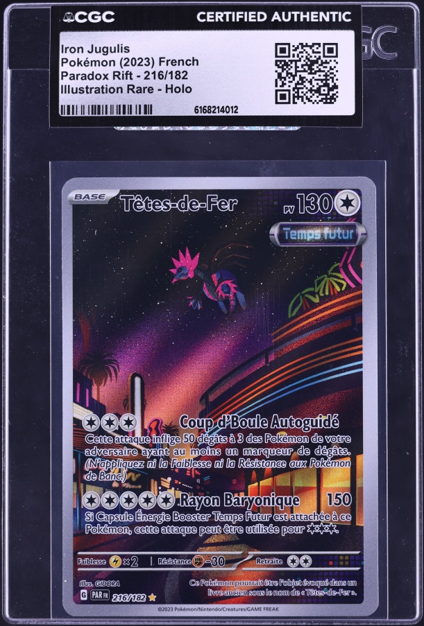 2023 Pokemon French Scarlet & Violet Paradox Rift IR Iron Jugulis #216 CGC AUTH